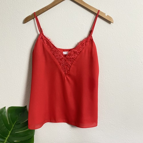 SOCIALITE V-Neck Lace Camisole Tank Top Blouse Red, Women's Size XS - Foto 2 di 10