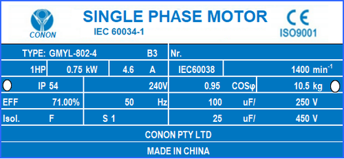 0.75kw 1HP 1400pm shaft 19mm Electric motor single phase cement mixer concrete - Picture 11 of 11