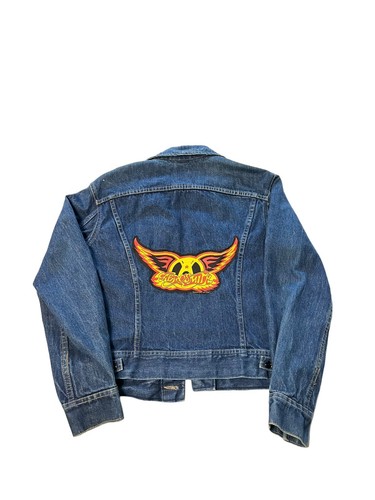 Vintage 1980s Lee Rider Jean Jacket With 1978 Aerosmith Tee back 40 Reg - Picture 2 of 5