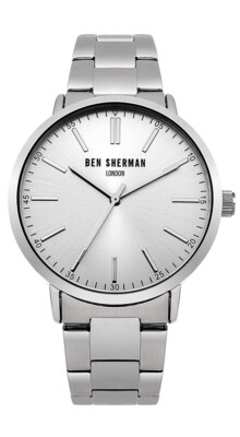 Ben Sherman London Stainless Steel Quartz Mens Watch Silver Dial WB061SM