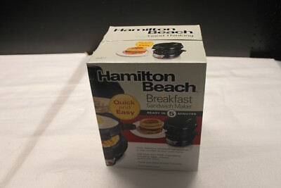 Hamilton Beach 25477 Black Top Press Kitchen Counter Breakfast Sandwich Maker