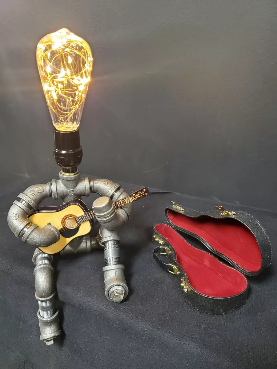 Guitar Player Industrial Steampunk Lamp Novelty Lamp Black Iron