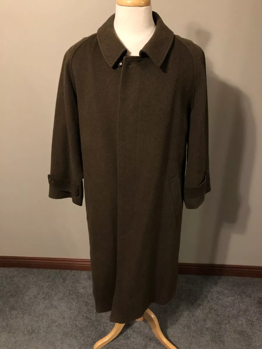 Mens Paul Stuart Brown Loden Balmacaan Coat Overcoat-S Small-Made in Italy