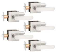 5-Pack Modern Heavy Duty Levers with Satin Nickel Finish, Keyless Door Handles
