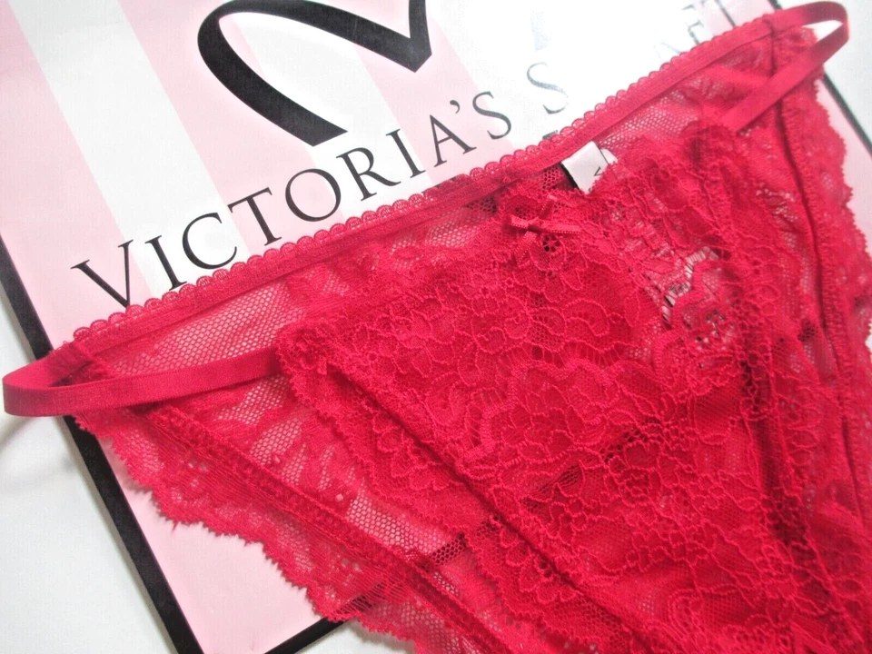 VICTORIA'S SECRET DREAM ANGELS Tanga Bikini Panty VS Rojo Encaje S M L 2XL NUEVO CON ETIQUETAS Foto 2 de 4