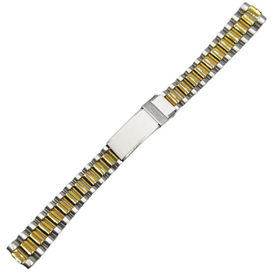 VINTAGE - ST. STEEL & GOLD - WATCH BRACELET - 15MM - NOS OEM BAND STRAP - #SKB2