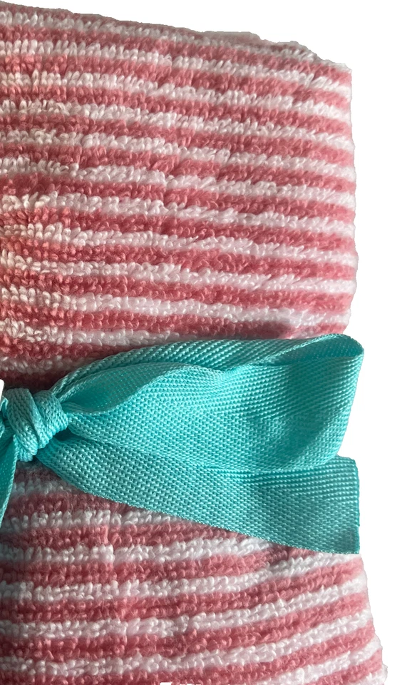 Martha Stewart 手巾 2 件套粉色白色条纹机洗 100% 棉 — 第 2/4 张图片