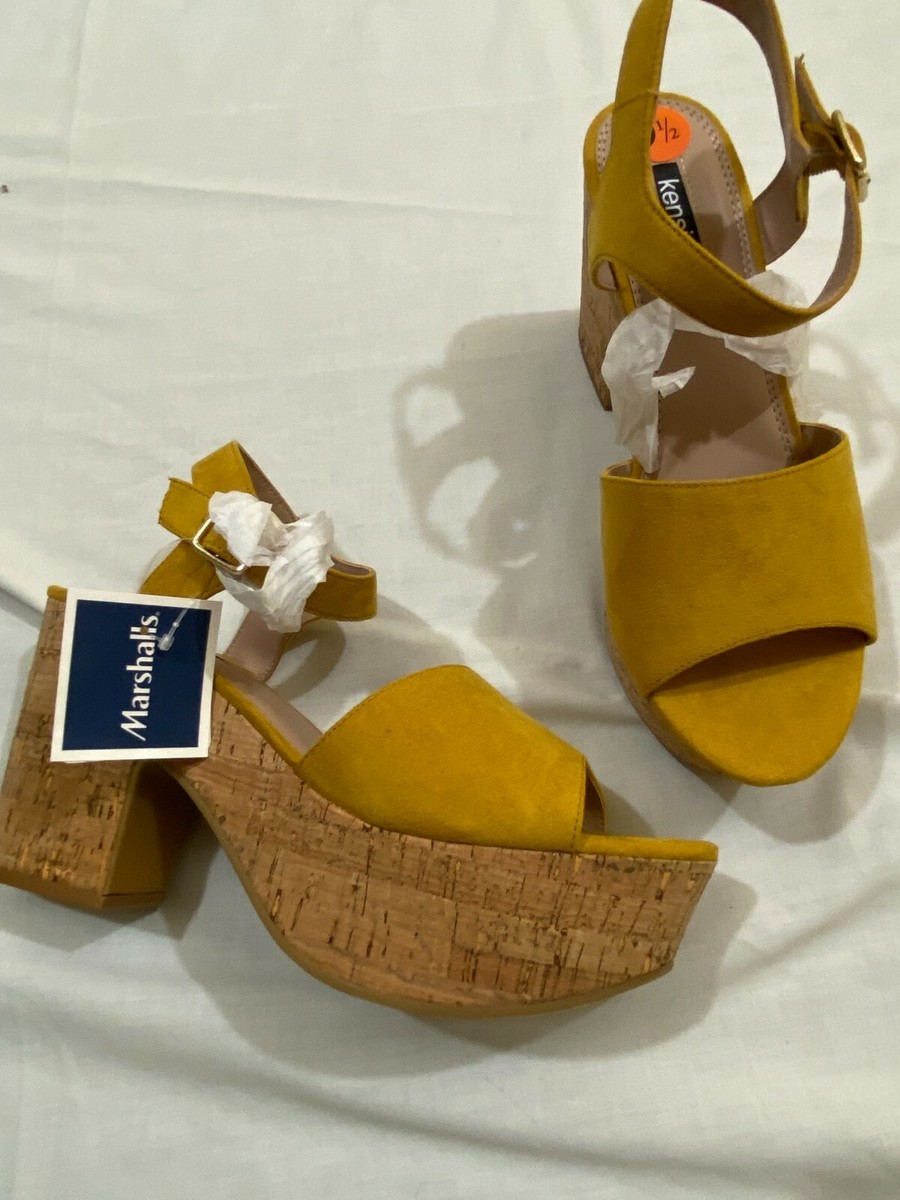 mustard wedge heels