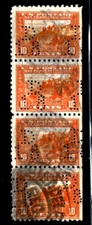 404 VF/XF  SCARCE USED PERFIN STRIP OF FOUR, FREE SHIPPING IN USA