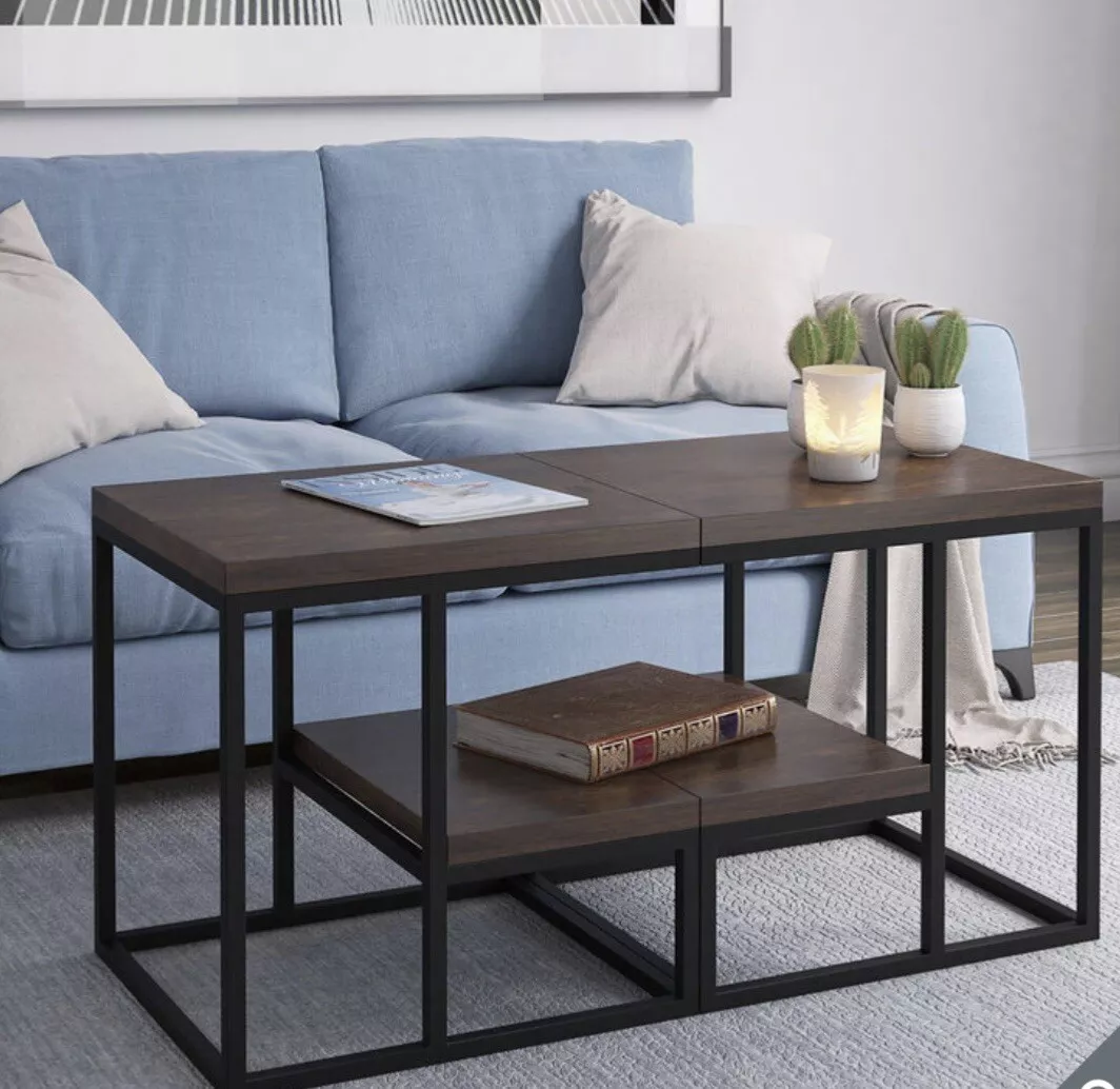 Tresanti Side Tables Solid Acacia with Acacia Veneers and Metal Hardware 2 Pack