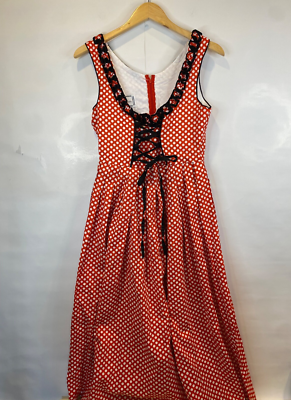 Dirndl.com Trachten Dirndl Midi Dress Oktoberfest Red Polka Dot Size 36 US  8 | eBay