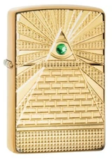 Zippo 49060, Eye of Providence Deep Carved Armor Lighter, High Polish Brass