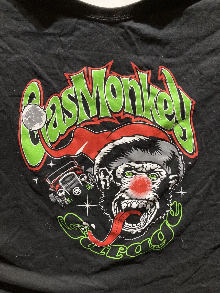 Gas Monkey Santa Monkey Christmas Red Had Men s T Shirt Large NWOT