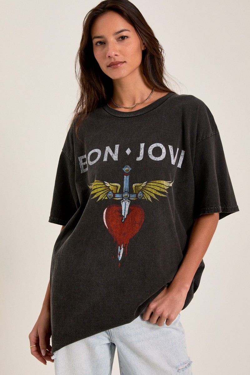 Bon Jovi Womens Oversized Vintage Inspired Shirt New M/L | eBay