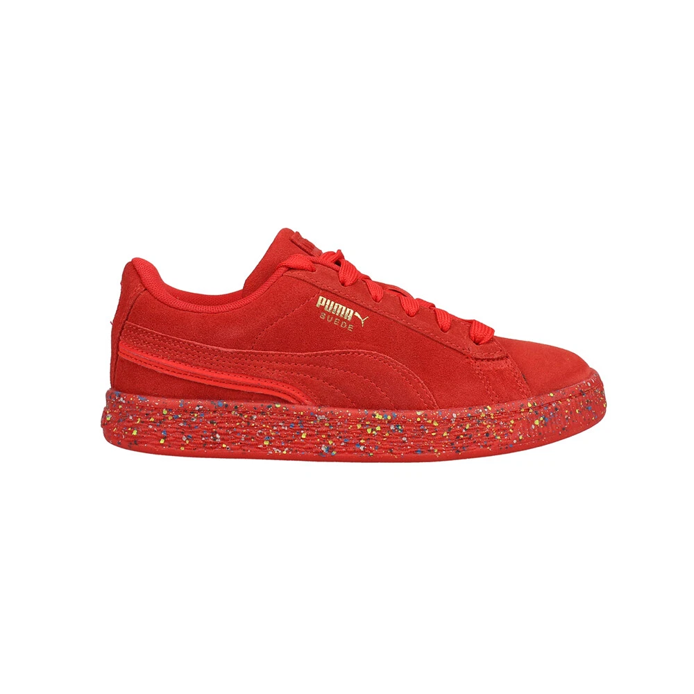Puma Suede Mono Triplex Lace Up Youth Boys Red Sneakers Casual