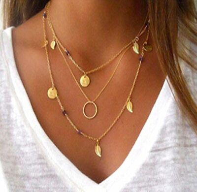 Also available in silver color Multi Layer Chain Necklace in color gold
