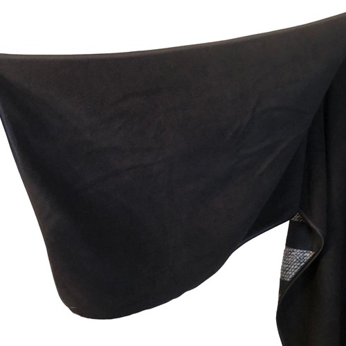 Ike Behar Black Gray Fleece Reversible Aztec Print Wrap OS Western Southwest - Picture 4 of 12