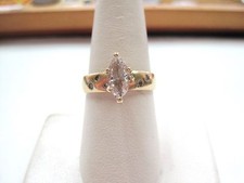 Gorgeous 14K yellow GOLD ENGAGEMENT RING Marquise-cut Cubic Zirconia size 7.5