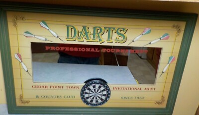 Cedar Point Country Club Wood Mirror Hanging Professional Dart Tournament 