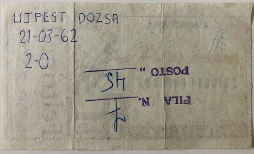 Boleto de semifinales 1961/62 ECWC - Fiorentina v Ujpest Dosza - Imagen 2 de 2