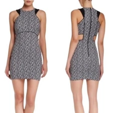 Elizabeth & James Elina Jacquard Cut Out Mini Dress Black Size 2 retail $385