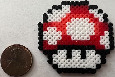 Super Mushroom Mario Bros Mini Bead Sprite Perler Artkal Pixel Art Retro Red