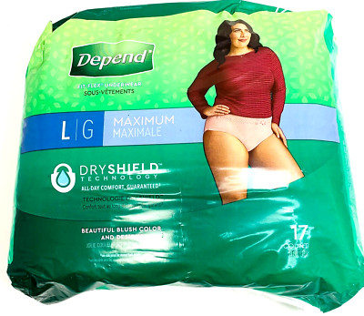 Depend FIT-FLEX Incontinence Underwear For Women Maximum Size Large 17 Count