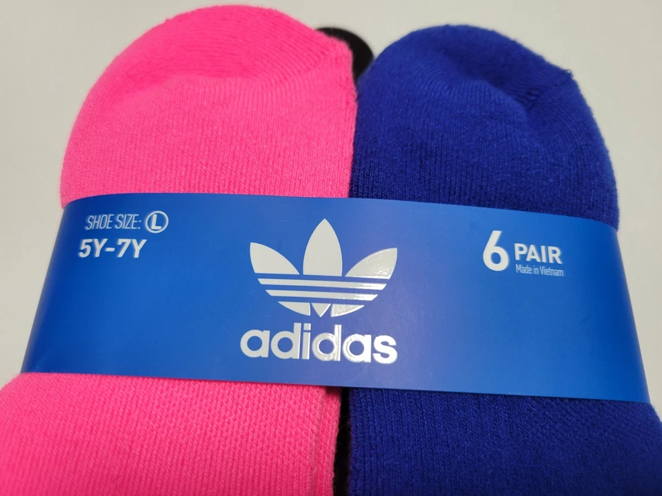 Adidas Jóvenes Niños Tobillo Multideportivo -Multicolor - Calcetines Completos 6 Pares Talla 5Y-7Y Foto 3 de 4