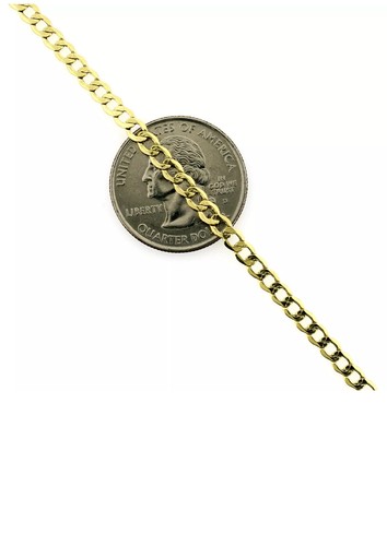 10KT Yellow Gold Curb Cuban Link Chain Necklace 2.5MM 16''18" 20 "22" 24"26 - Picture 2 of 6