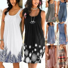 Ladies Boho Summer Beach Dresses Holiday Party Mini Sun Dress Plus Size Fashion
