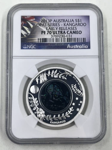 2013P Australia S$1 NGC PF70 Ultra Cameo Kangaroo Opal Series