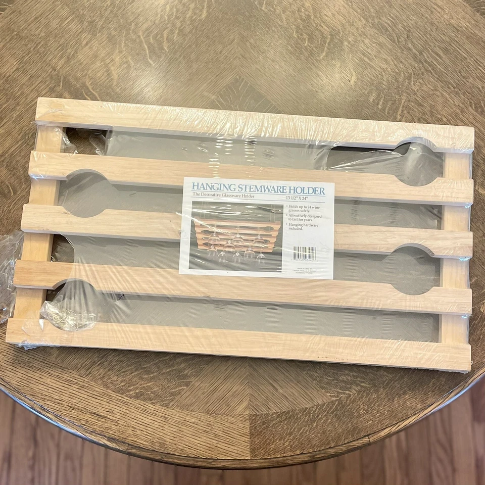 Porta-copos de madeira natural pendurado 24 copos de vinho display de armazenamento 13,5x24 - Imagem 4 de 4