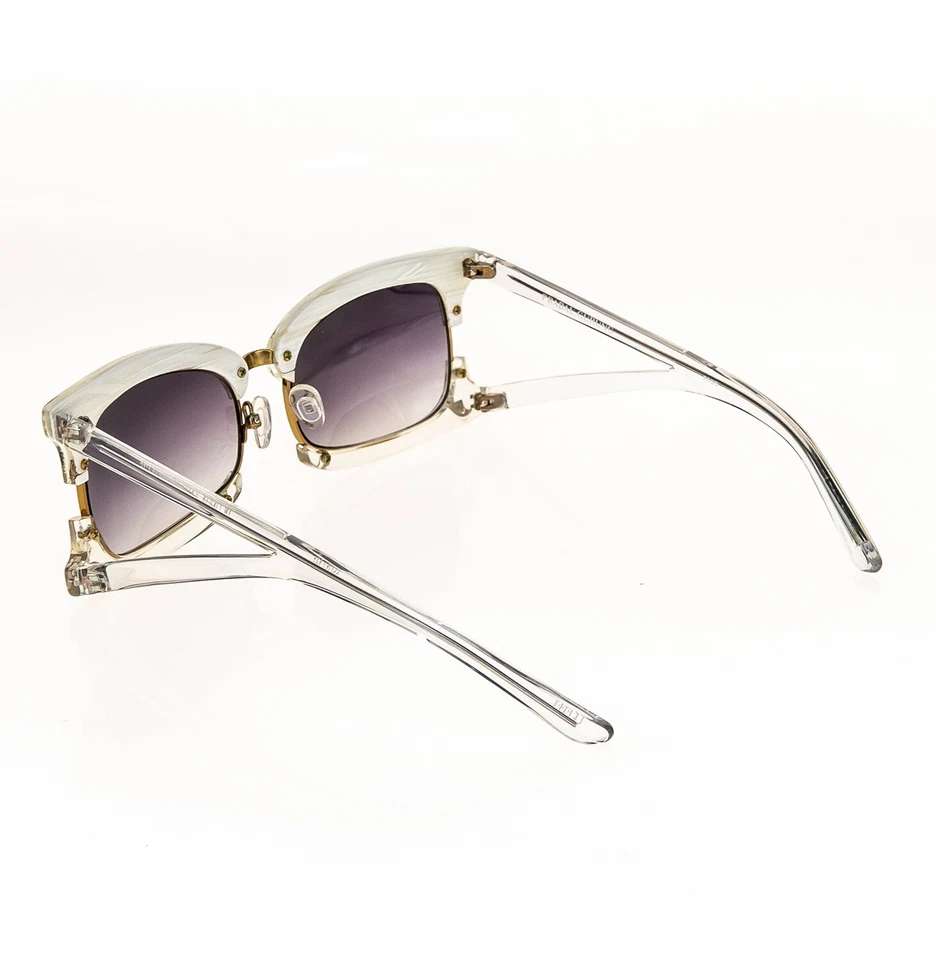 Gafas de sol LINDA FARROW Prabal Gurung geométricas blancas doradas a rayas moda PG2 Foto 4 de 4