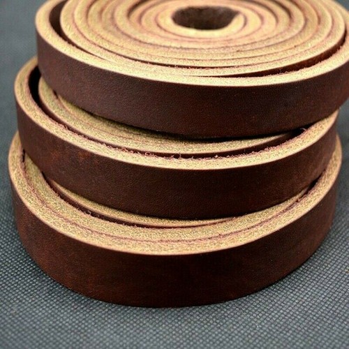 Genuine Real Leather Flat Cord Strap Rope String First Layer Cowhide Ribbon New - Picture 2 of 6