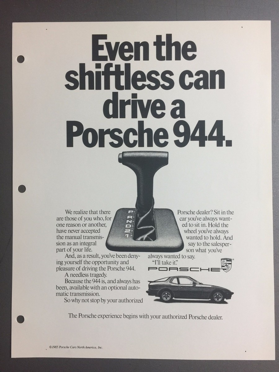 1987 / 1988 Porsche 944 Coupe Advertising Slick (Ad Slick