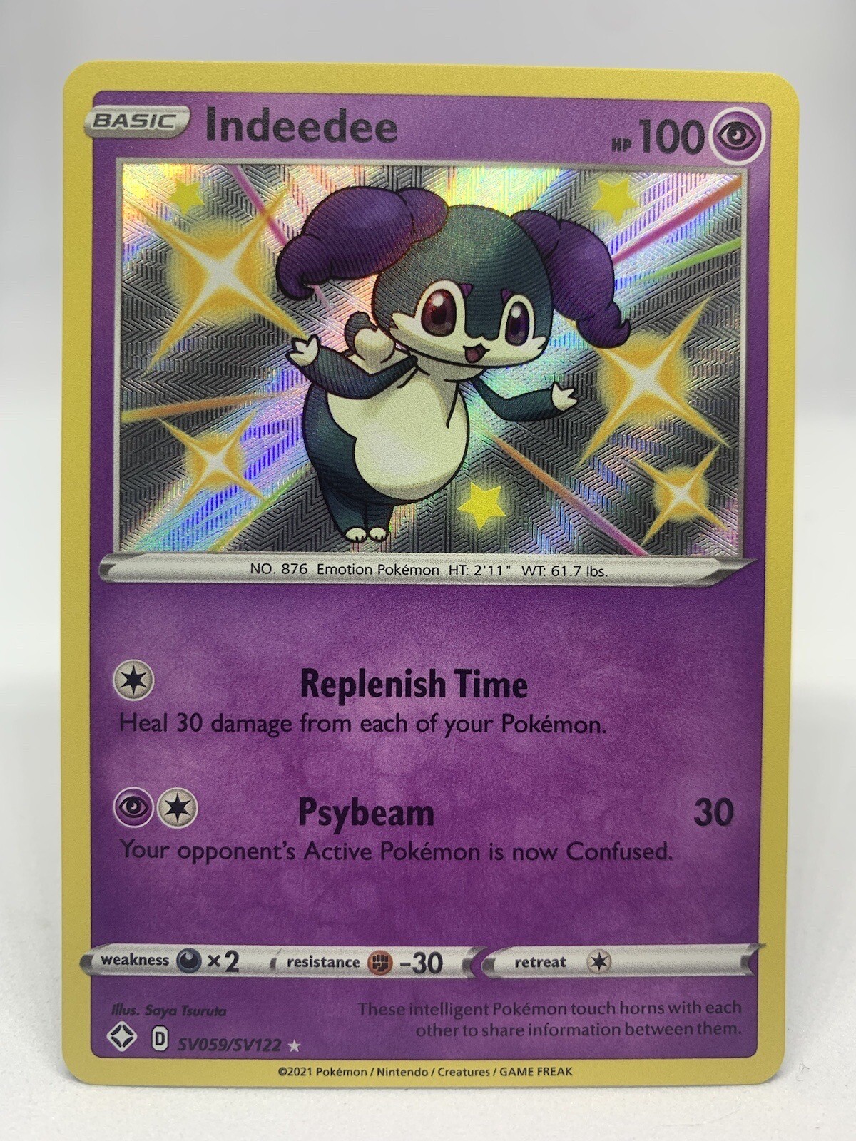 Pokémon TCG Indeedee Shining Fates SV059/SV122 Holo Shiny Holo Rare NM