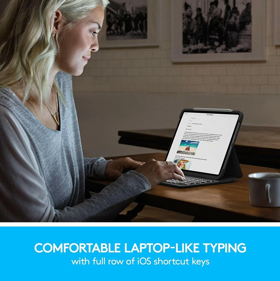 Logitech Slim Folio Backlit Bluetooth Keyboard Case iPad Pro 11" 2, 3, 4th Gen - Image 2 of 4