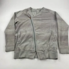 LULULEMON Jacket Womens 6 ‘Mula Bundle Wrap’ Gray Grey Stripe Asymmetrical Zip