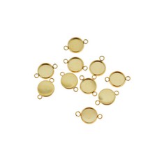 Gold Stainless Steel Cabochon Connector Settings - 8mm Tray - 4 Pieces - CBS022