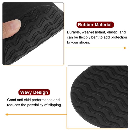 1 Pair Shoe Rubber Full Sole Repair 4mm Thick Replacement Bottom Non-Slip Black - Picture 4 of 5