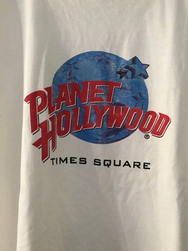 Vintage 90's Planet Hollywood T-Shirt White New York Times Square Size XL Y2K - Picture 2 of 5