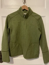 Ibex Women’s Green Medium Wool Full-Zip Sweater Jacket