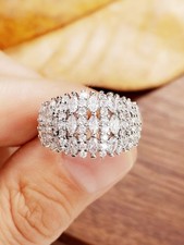 Silver Zirconia Cluster Ring For Women Sizes 6 7 8 9 10