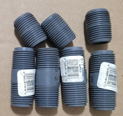 7 PCS LASCO 1/2'' x 2'' & 1/2''X1-1/8'' SCH 80 GRAY PVC MALE THREADED PIPE NIPPLE