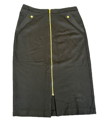 Catherine Malandrino NWT  Black Pencil Skirt Full Gold Zipper Size 12