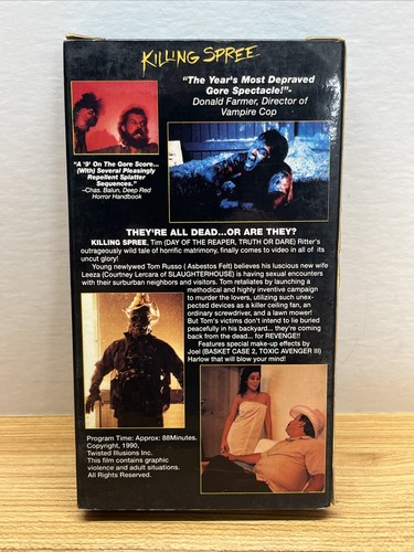 Killing Spree VHS Mega RARE Horror/Gore Tim Ritter VHTF 1997 Print Grail Unrated - Picture 2 of 8
