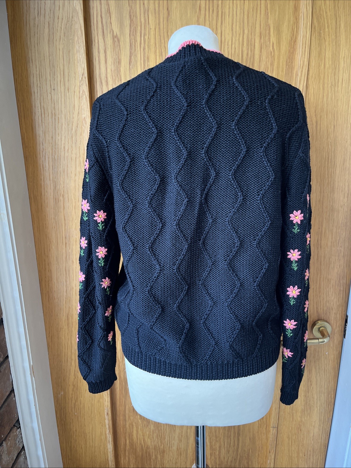 Shrimps Bennett Black Embroidered Floral Wool Blend Size Medium image 5