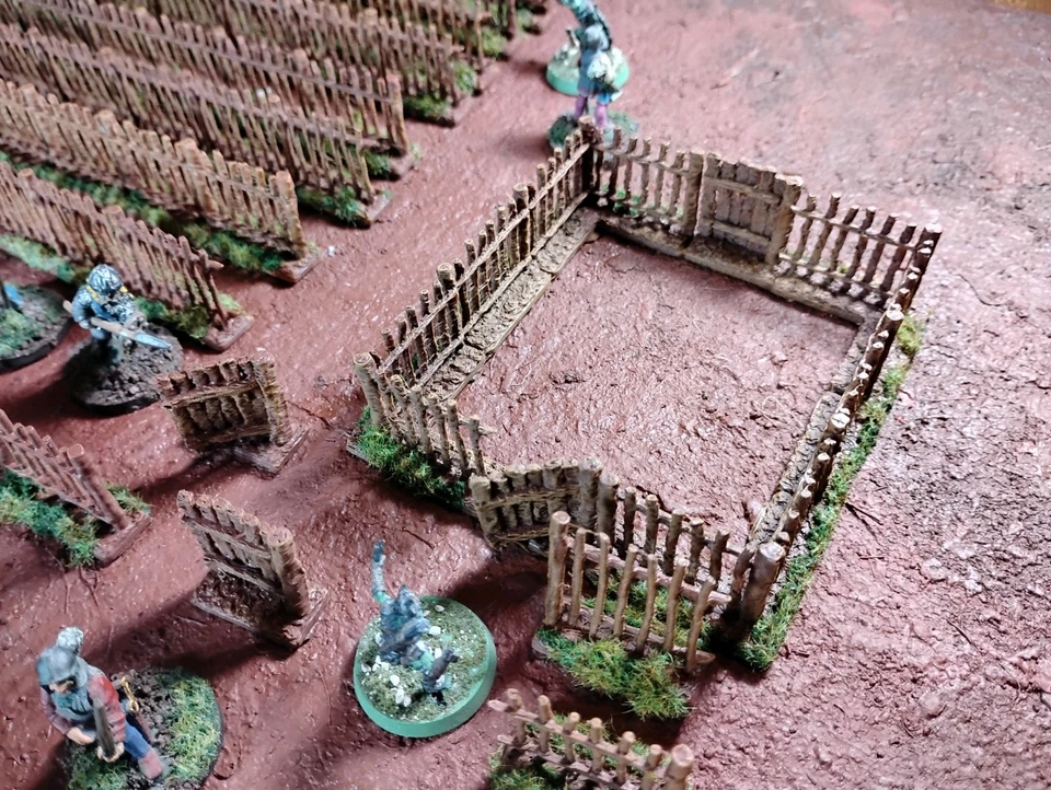 Vallas de madera Wargame Terrain 29 piezas de valla 108"- 9 pies pintadas - 25 mm 28 mm Foto 2 de 4