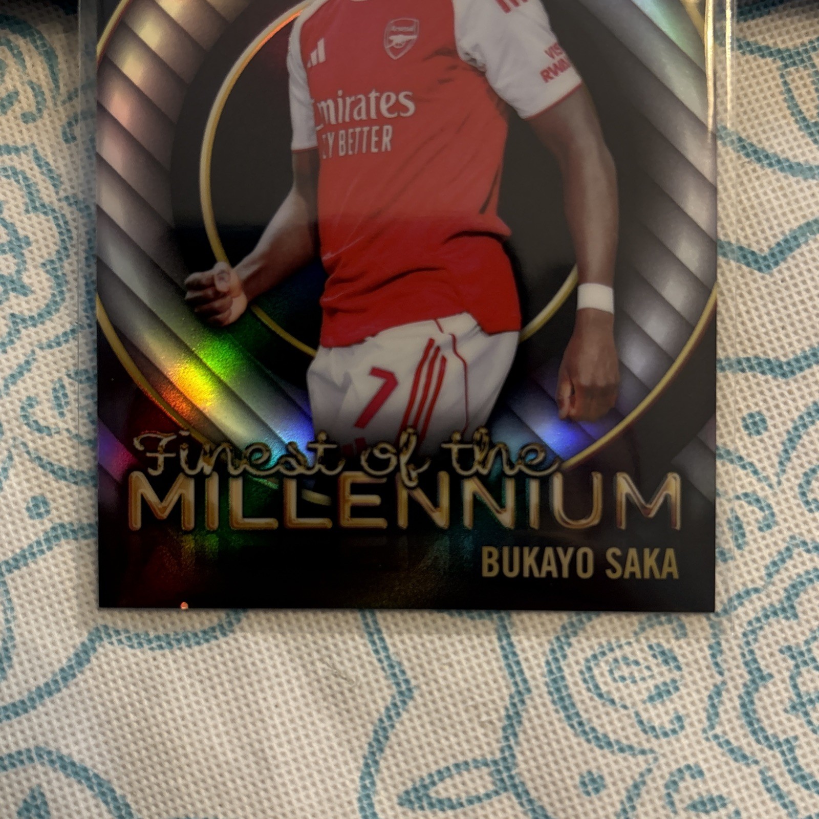 2025-26 TOPPS FINEST UEFA BUKAYO SAKA FINEST OF THE MILLENIUM INSERT REFRACTOR view 2