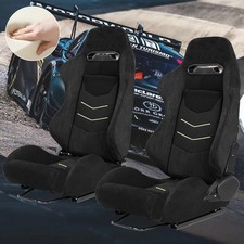 2x Universal Racing Seats For Cars Adjustment Race Car Seats Dual Sliders Black 2x Universal Racing Seats For Cars Adjustment Race Car Seats Dual Sliders Black
